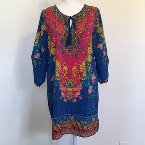 NLW Brand Boho Floral Print Shift Mini Dress Sz S